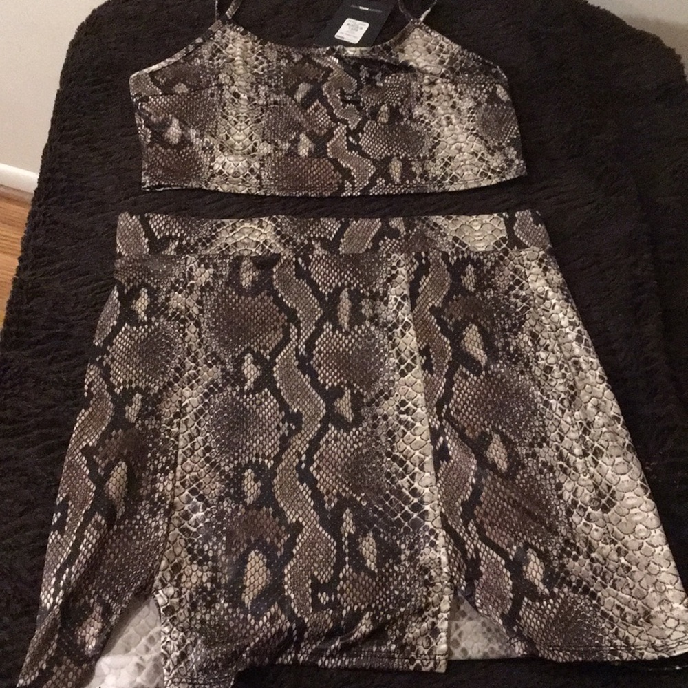 Snake skin fashion nova two piece brand new